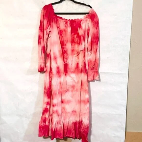 Vintage Victoria's Secret Size Medium Tie Dyed CottageCore Nightgown Prairie Red - Picture 8 of 13